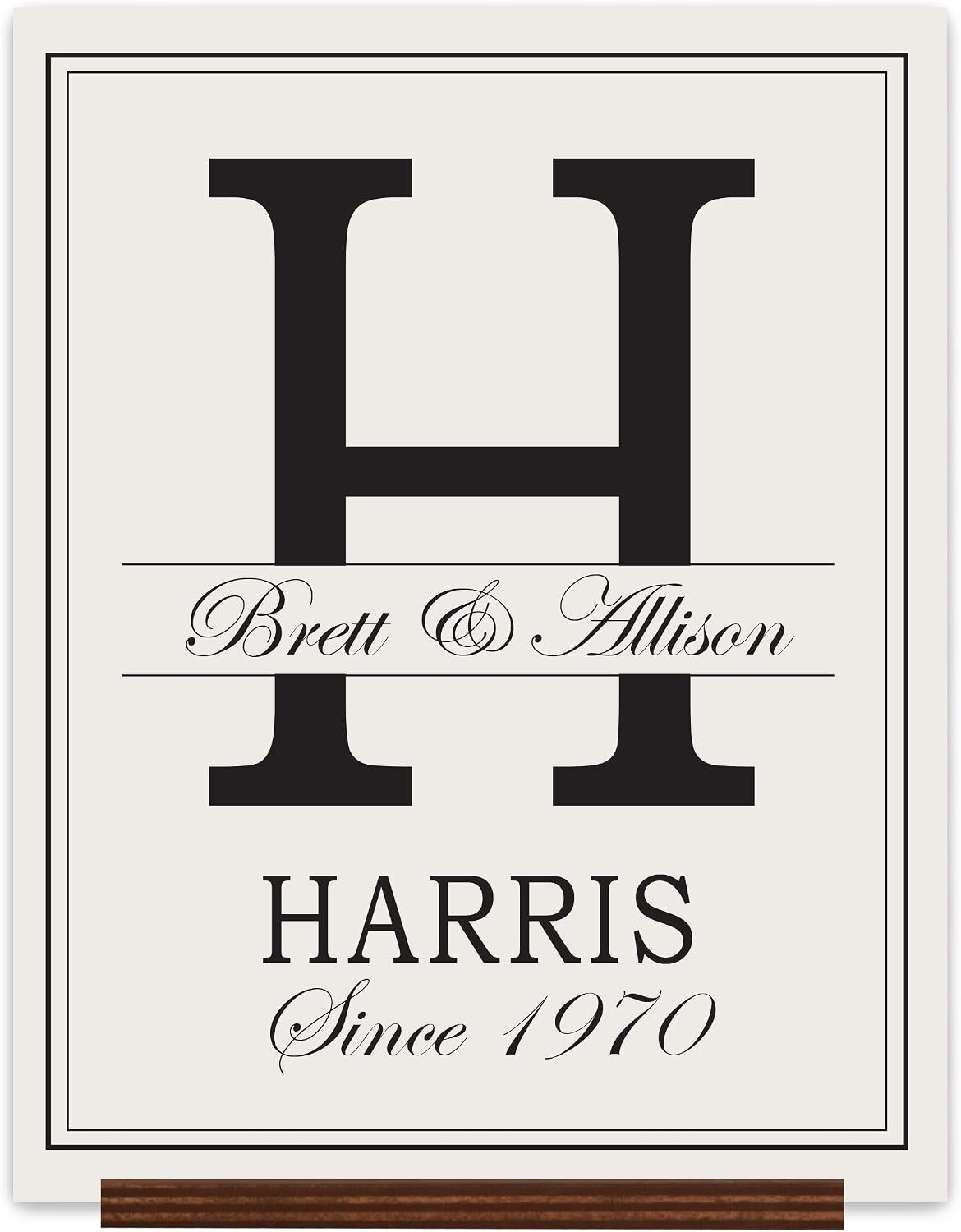 LifeSong Milestones Personalized Monogram Sign with Family Names - Home Wall Art - “H” Wooden Sign with Base Gifts 12”x15” (H)