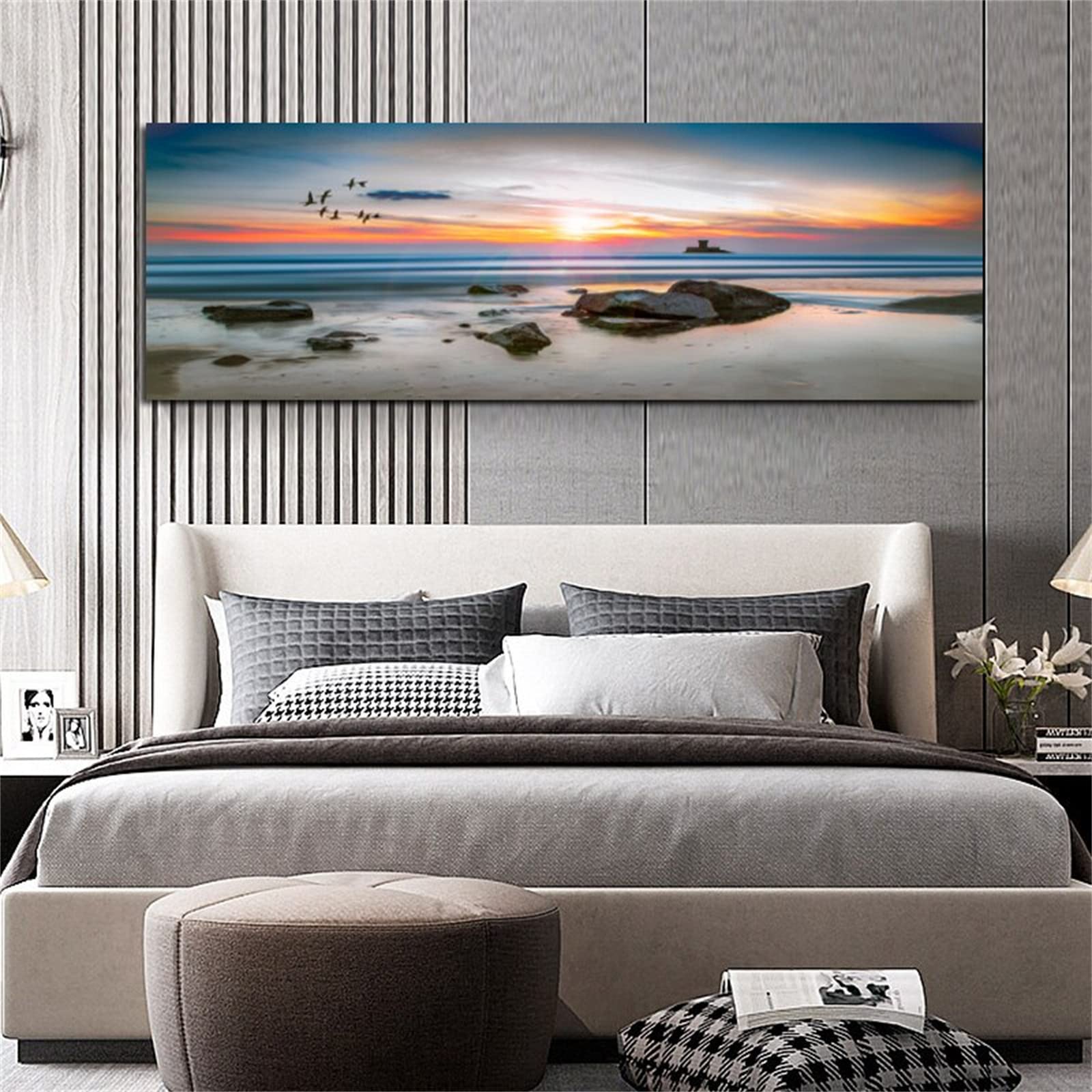 Diamond Painting Meerblick bei 5D Diamant Painting Voll Set mit Diamond Painting Zubehör,70x210cmLeinwand Groß Bilder Malen Nach Zahlen Erwachsene Kinder Geschenk für Deko Wohnzimmer Schlafzimmer
