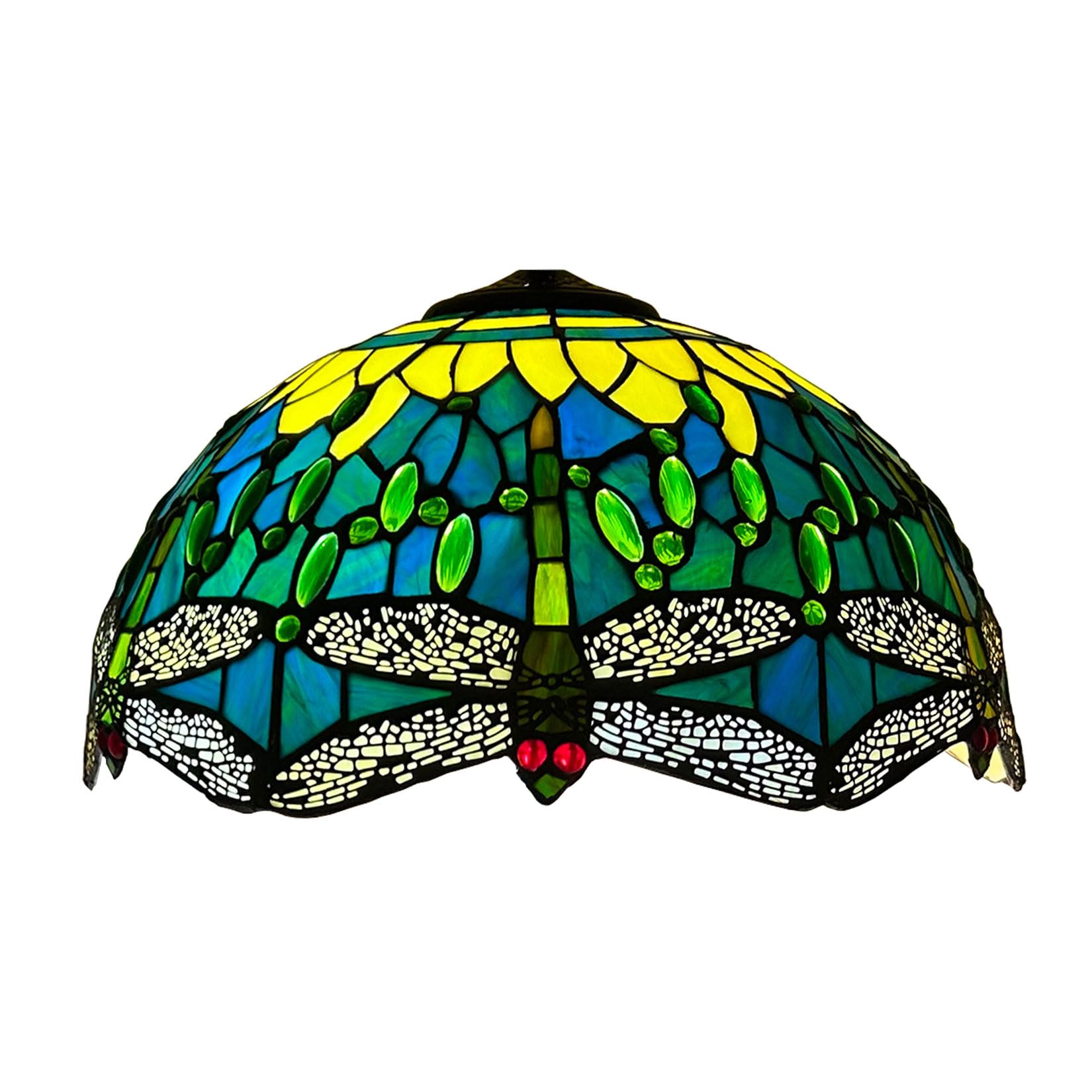 Botowi Green 16-Inch Dragonfly Lampshade Replacement, Tiffany Style Stained Glass Lamp Shade Only For Table Lamps Pendant Lamps Floor Lights Ceiling Fixture,