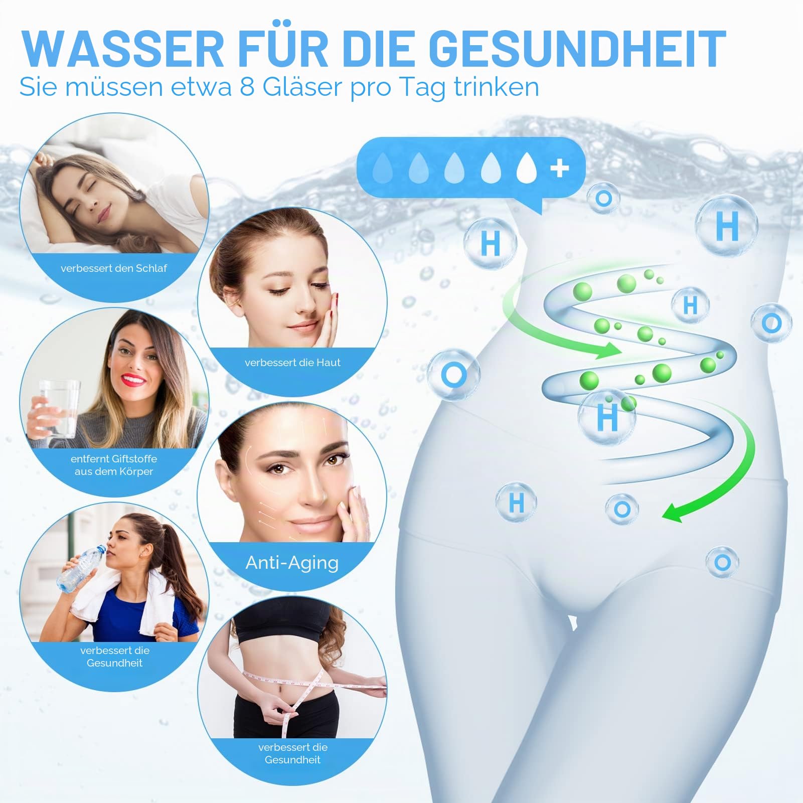 Wasserstoff Generator 2L Wassergenerator mit LED-Touchscreen und Thermostat