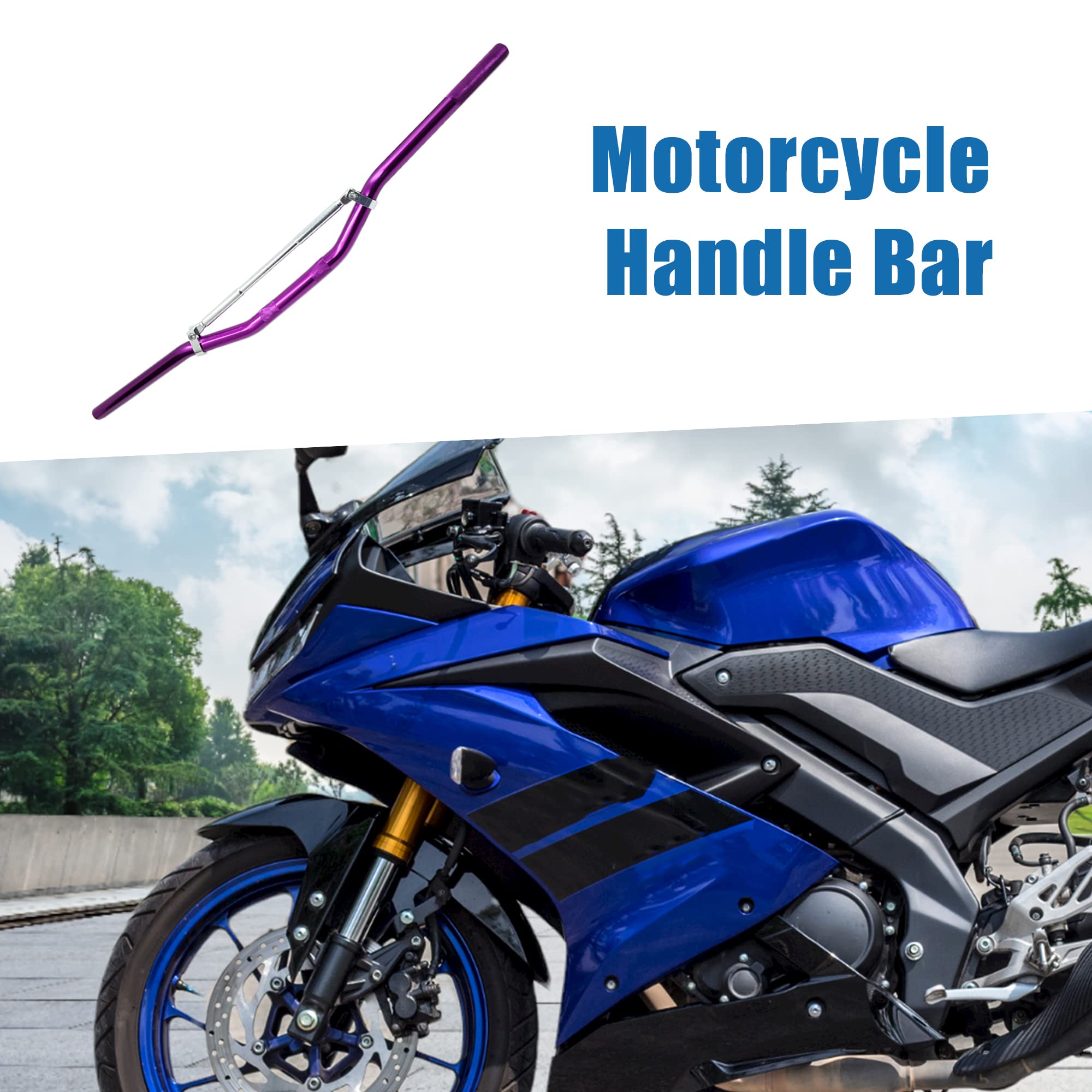 Manubrio Moto In Lega Di Alluminio Viola, Diametro 22 Mm / 7/8", Misura 80,5x10x8 Cm, Per Sostituzione