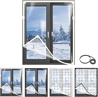 Magnetic Window Insulation Kit With Frame 20 24 28 32 36 43 51 59 63 79in Window Plastic For Winterizing, Reusable, Easy To Install, Energy Saving(White,W39xH79in)