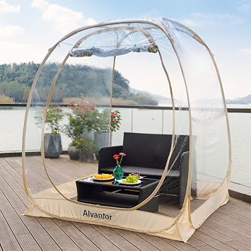 Alvantor Pop Up Bubble Tent - Instant Igloo Tent - Screen House for Patios - Large Oversize Weather Proof Pod - Cold Protection Camping Tent - Beige