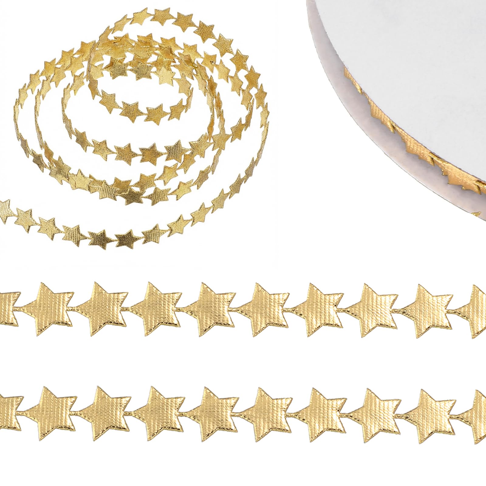 Photo 1 of 20 Yards Gold Sparkly Star Ribbon Trim 0.5 Inch Glitter Star Ribbon for Crafts 12mm Bling Stars Decoration Ribbons Polyester Stars Trim Embellishment for Gift Wrapping Garland DIY Crafts