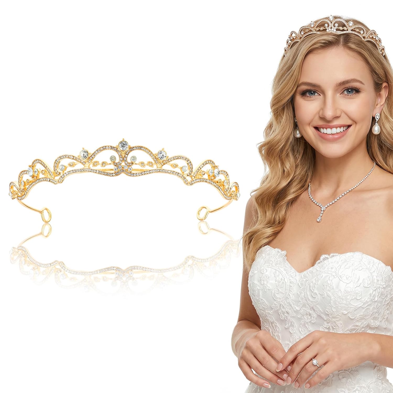 Gold Tiara Crown for Women, Rhinestone Tiaras and Crowns | Princess Tiara Headband Wedding Wedding Headpieces for Bridal Birthday Costume Halloween Cosplay Christmas Party Prom Gifts