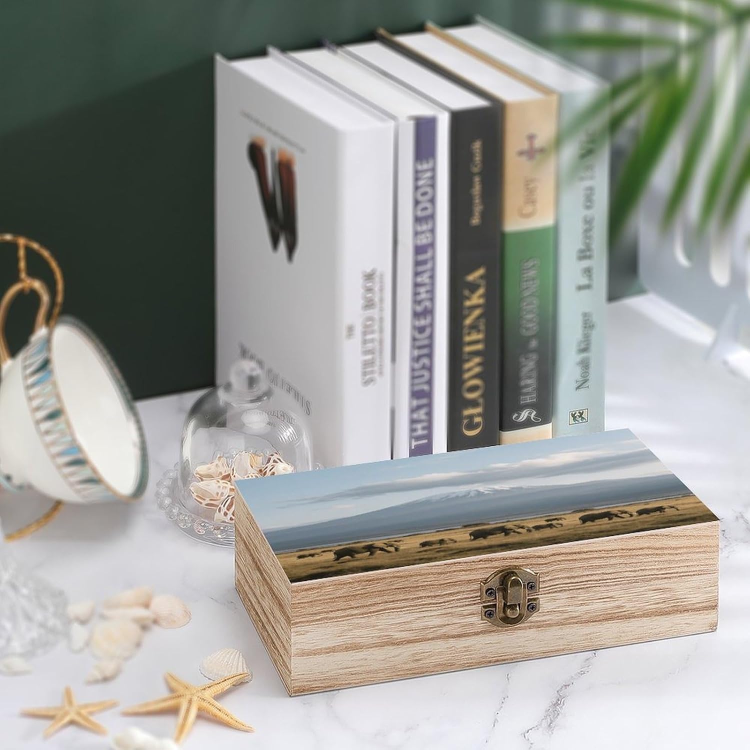 Wooden Jewelry Box Keepsake Storage Organizer Mount Kilimanjaro Handmade Wooden Box for Storing Jewelry Coins Tartot Cards Small Treasures image 4