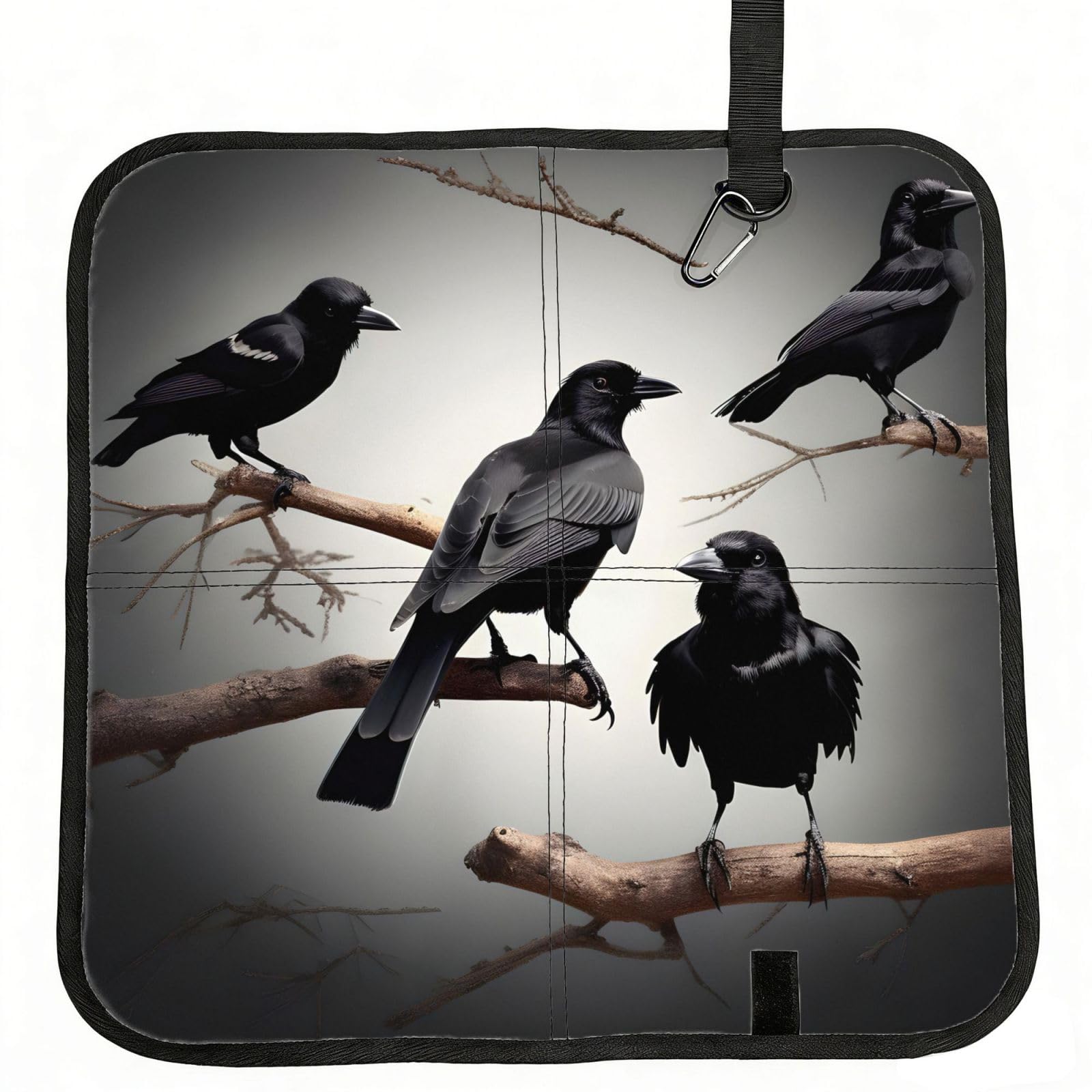 AYYQWE Black Crow Birds On A Branch Print Foldable Seat Cushion Portable Chair Pad Office Commuting Picnic Camping Outdoor
