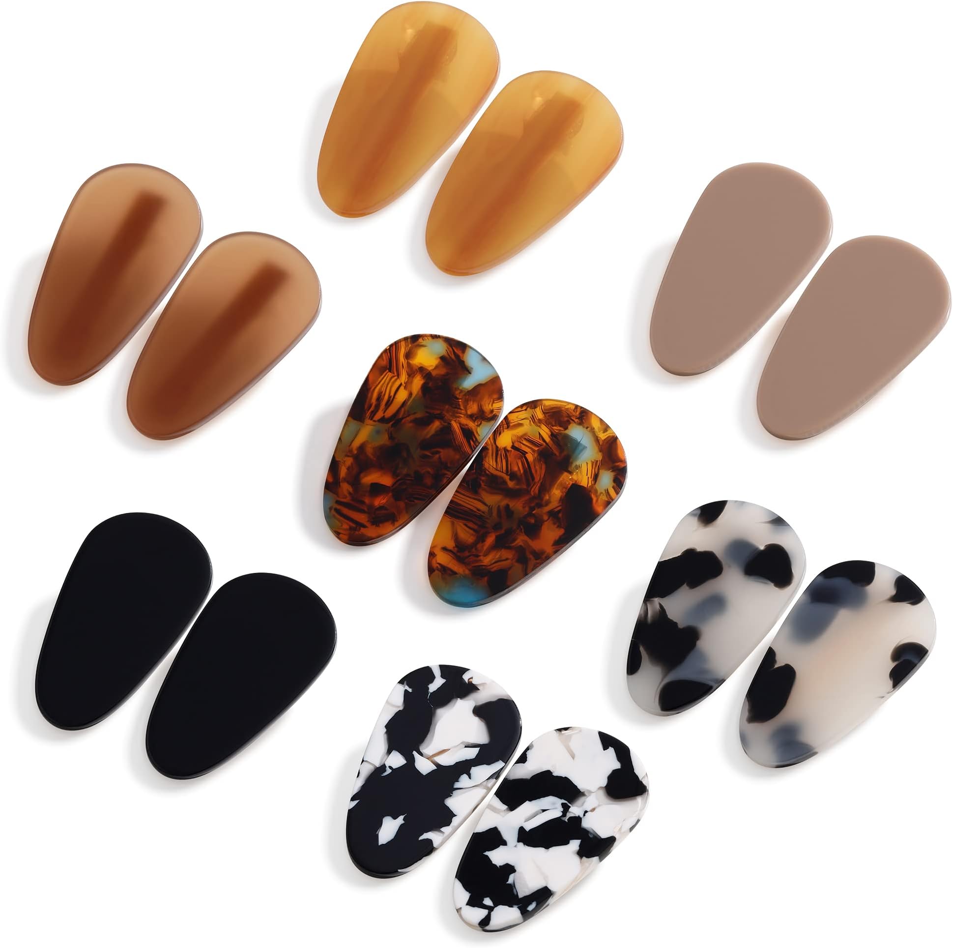 Toderoy 14PCS No Bend Hair Clips, Acrylic Resin Flat Styling Clip, No Crease Curl Pins, Bang Seamless Duckbill (Brown)