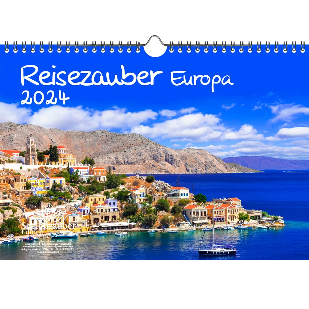 Travel Magic Europe DIN A4 Calendar for 2024 Holiday Beach Travel Europe City and Country Seelenzauber