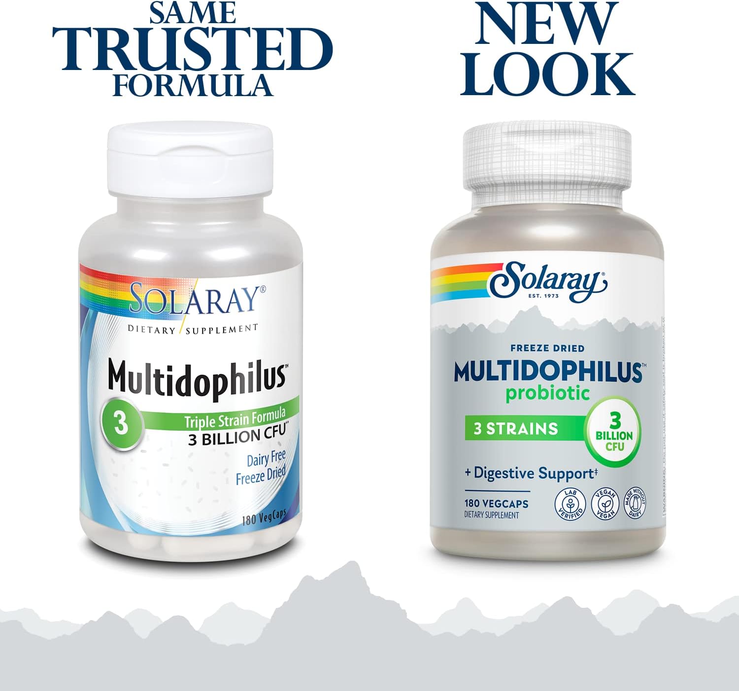 SOLARAY Multidophilus 3 Freeze Dried | 3 Billion CFU | Probiotics L. acidophilus, B. bifidum, and L. bulgaricus for