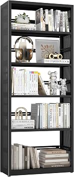 Polup 5 Tier Heavy Duty Metal Bookshelf, 68" Tall Black Bookcase | Rustproof Steel, Adjustable Shelves, Anti-Tip Safety, Tool & Gloves Included, for Living Room & Bedroom, Easy Assembly