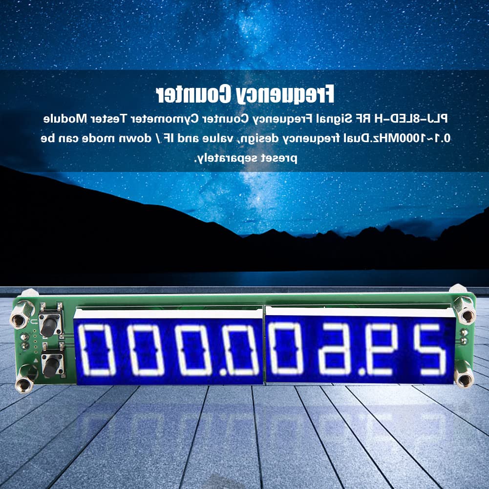 Fréquencemètre, entrée asymétrique Fréquence de signal compacte Fréquencemètre de signal RF 2,4 GHz Fréquencemètre pour affichage des valeurs de fréquence(Bleu de police rétroéclairé)