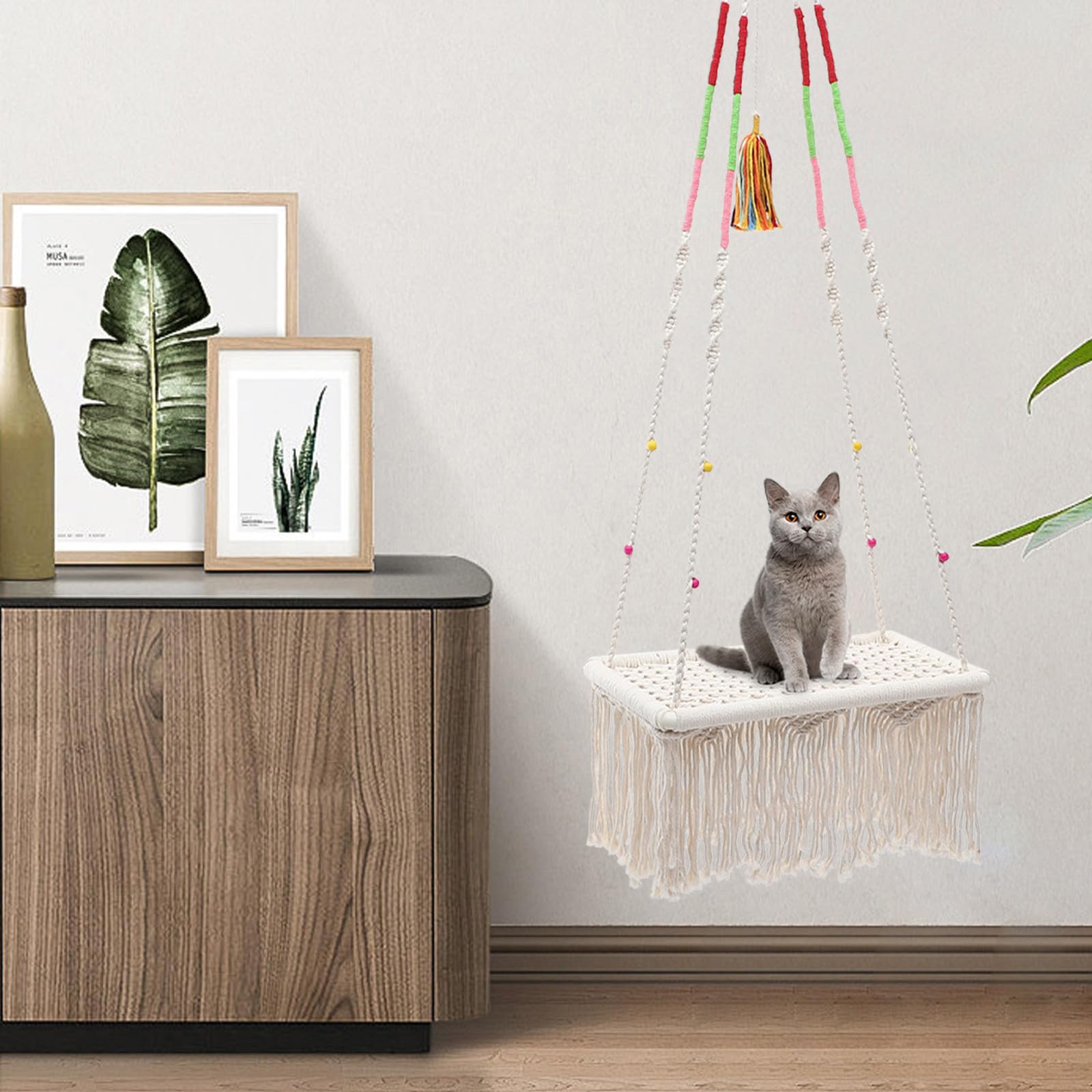 TOYANDONA Cuccia Sospesa per Gattini in Corda di Cotone, Stile Boho