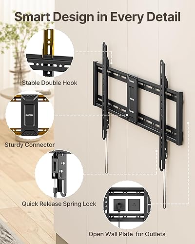 Miniatura 7 de monTEK Soporte de pared fijo resistente para televisores de 43 a 95 pulgadas, soporte ultra delgado de perfil bajo de 1.1 pulgadas, capacidad de 200