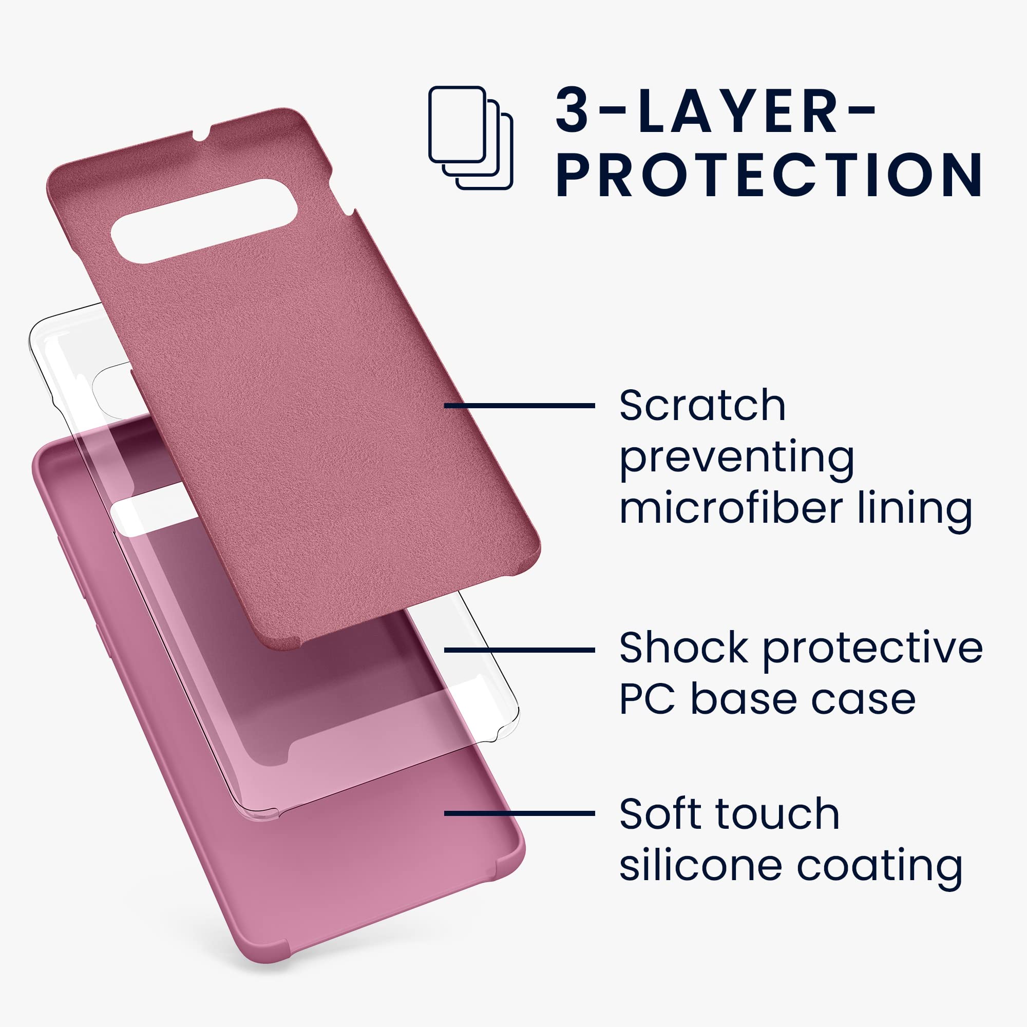 kwmobile Case for Samsung Galaxy S10 Plus / S10+ Case - Soft Cover - Shockproof Silicone - Wireless Charging Dark Rose — view 2
