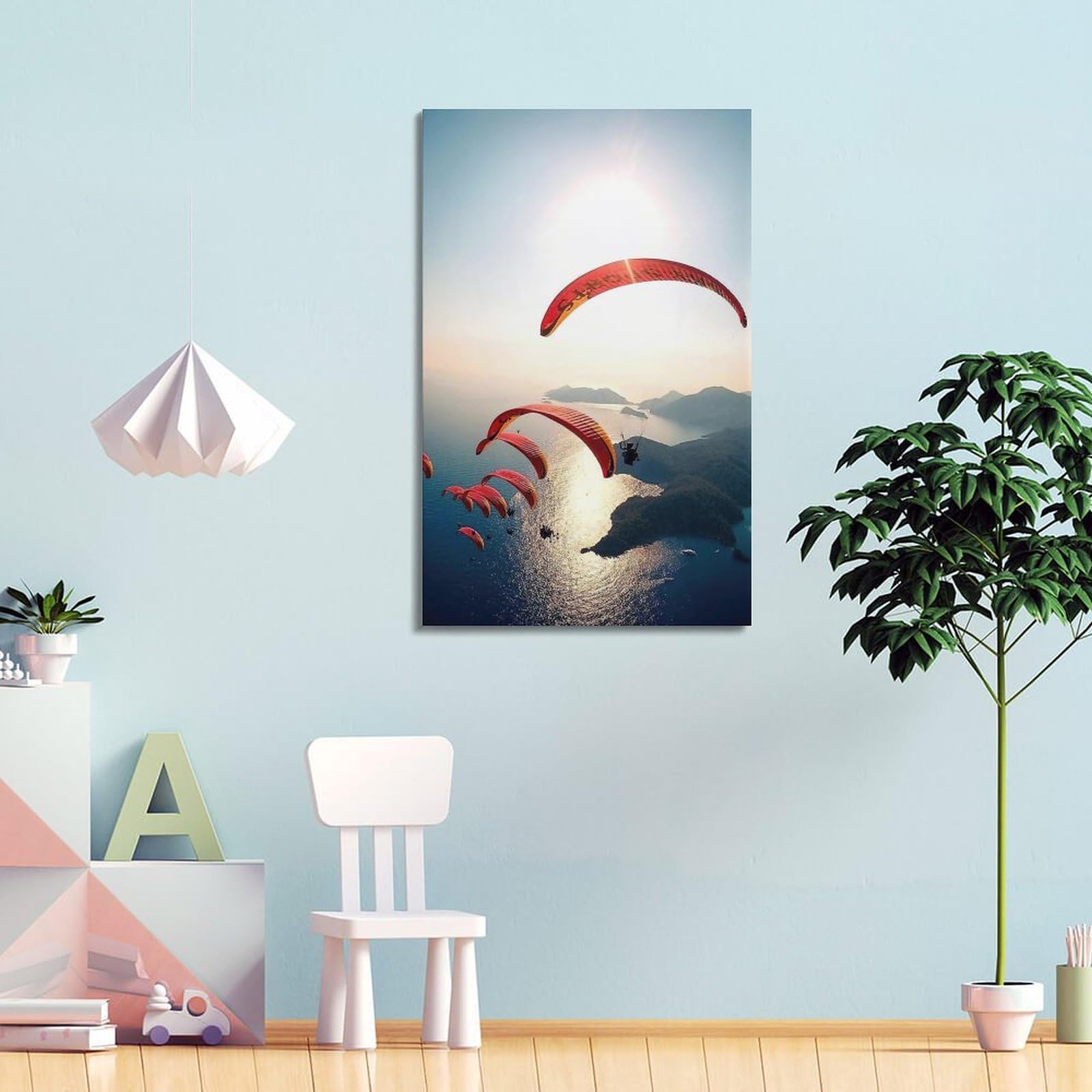 YCGYMX Poster sportivo su tela, motivo: foto aerea della squadra in parapendio, poster decorativo da parete e stampa artistica moderna, poster decorativo per la camera da letto (50 x 75 cm)