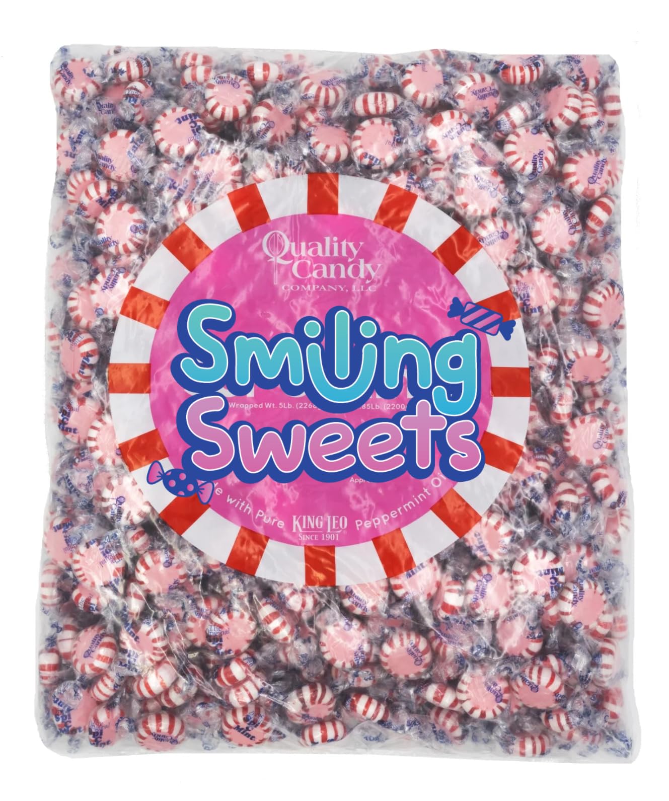 Spi-C-Mints Cinnamon and Peppermint Flavored Hard Candy - 2 lbs of Delicious Candy - Smiling Sweets - Fat Free - Made with Pure Peppermint Oil - Great for Sharing