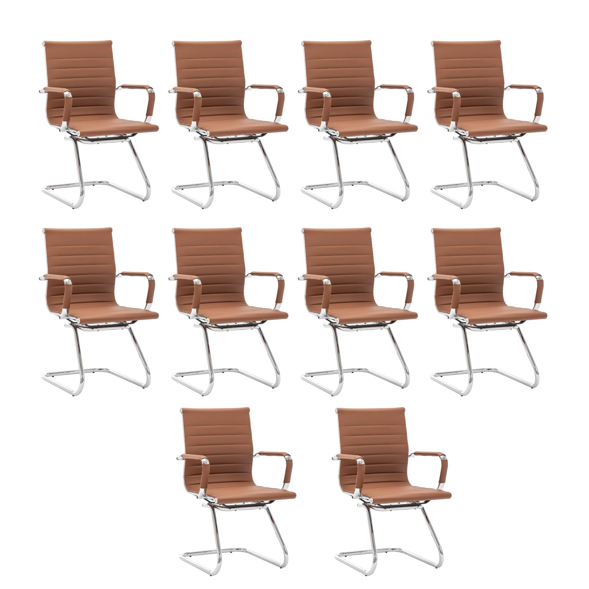 HNY 10-Pack PU Leather Office Guest Chairs