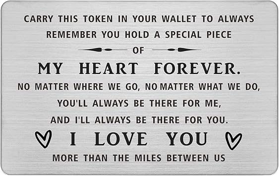 DEGASKEN Long Distance Love Wallet Card - I Love You More Than The Miles Between Us - Small Meaningful Gifts for Him
