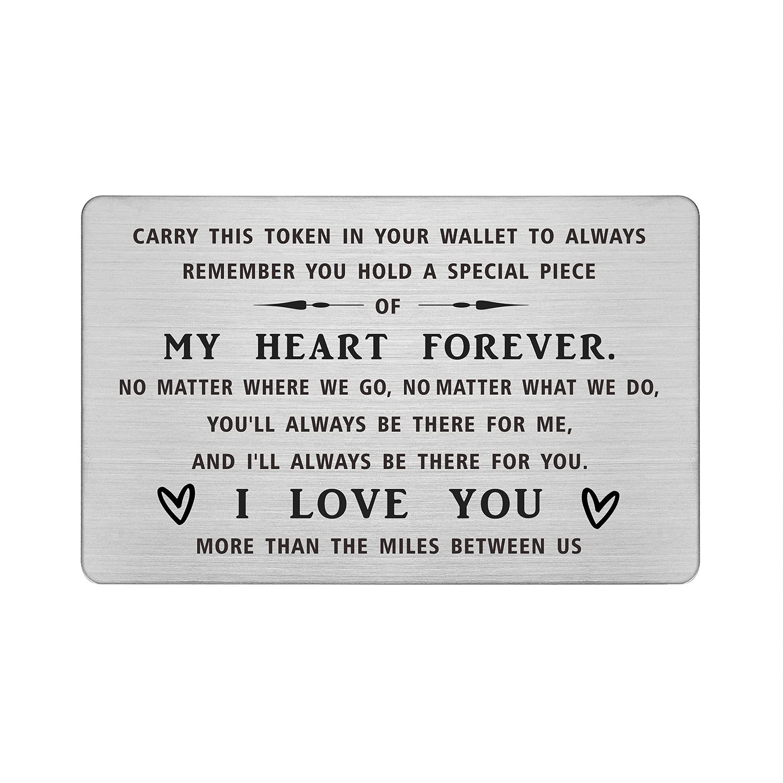 DEGASKEN Long Distance Love Wallet Card - I Love You More Than The Miles Between Us - Small Meaningful Gifts for Him