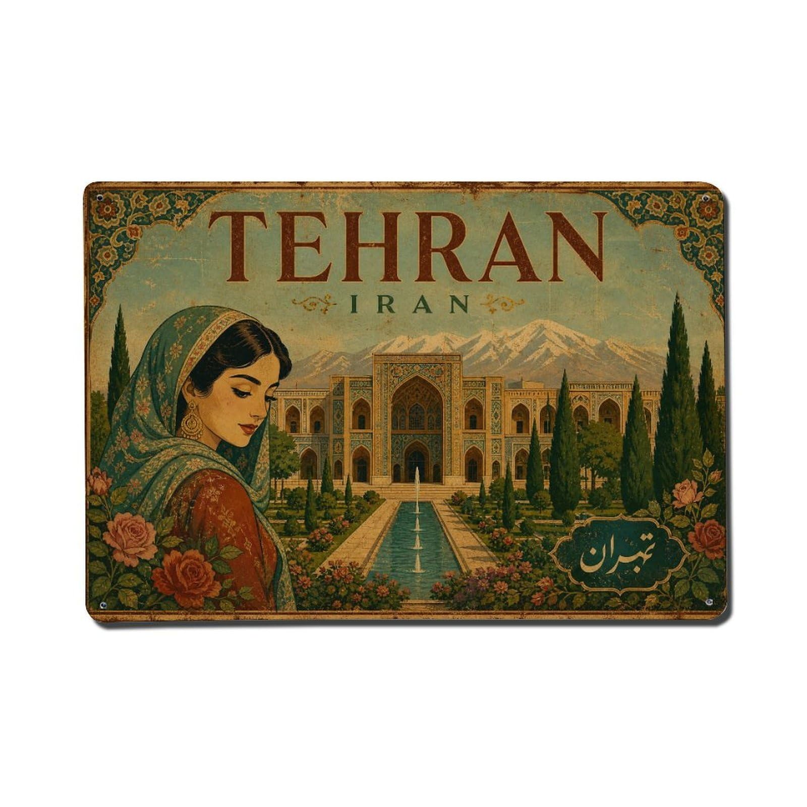 Huiyhb 8X12inch(20X30cm) Vintage Travel Iran Tehran Metal Tin Sign