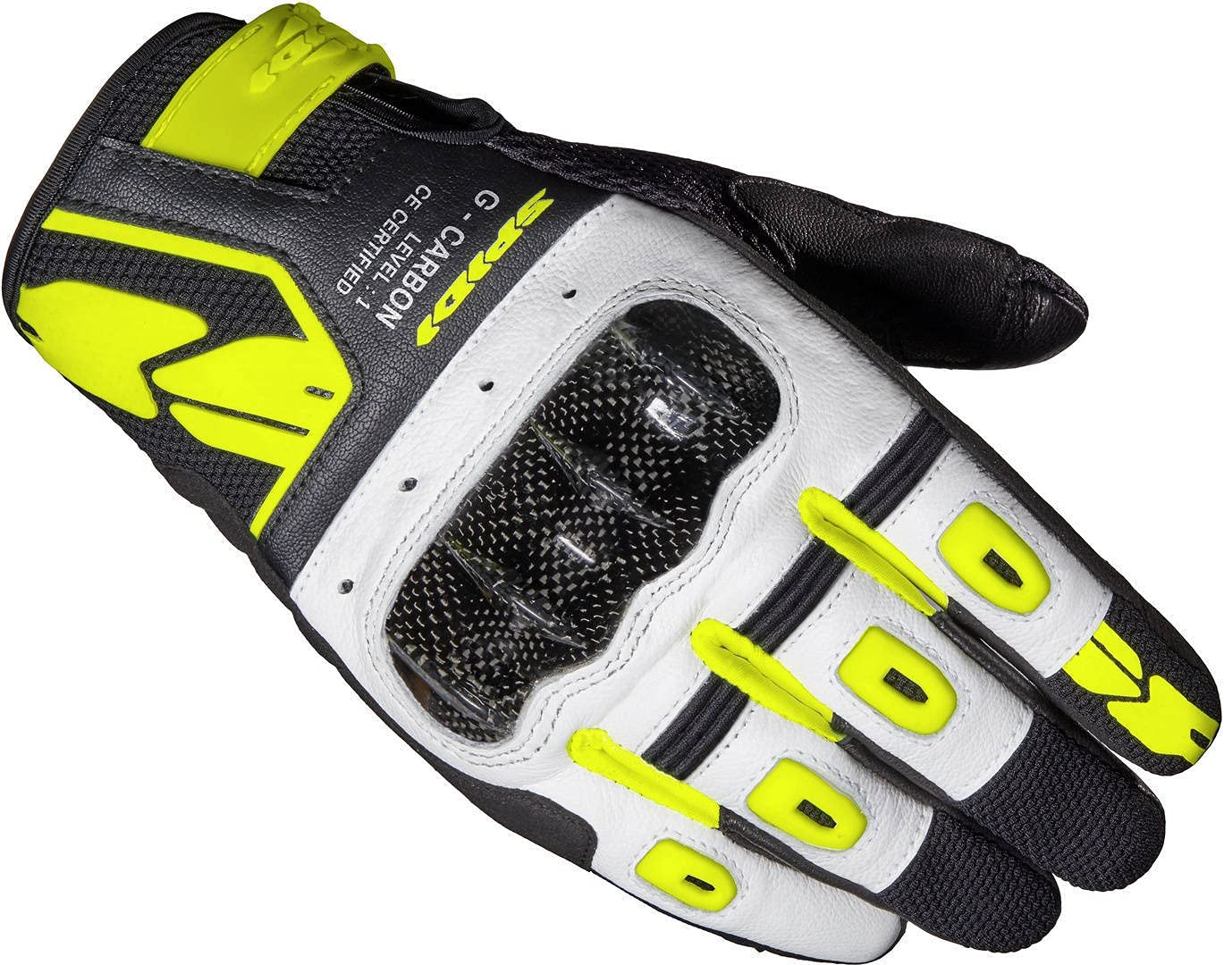 SPIDI, G-CARBON, Guanti da Moto con Touchscreen Capacitivo e Imbottiture Protettive, Guanti da Moto in Pelle Resistenti all'Abrasione e Traspiranti