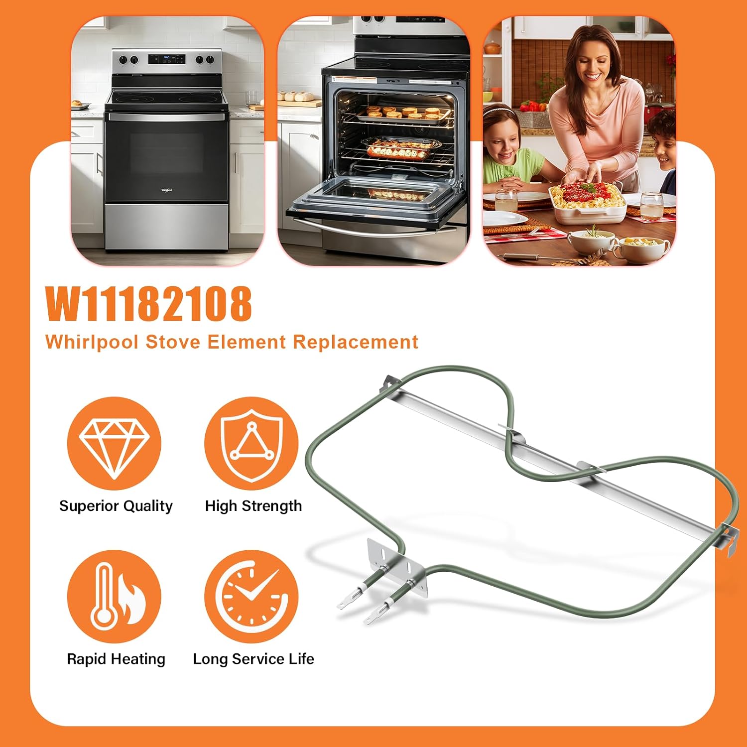 Upgraded W11182108 Heating Element For Whirlpool Oven WFE320M0ES WFE320M0JS