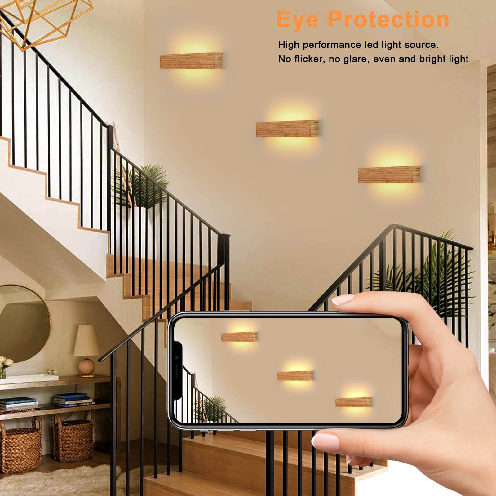 Comely Applique Murale Intérieure Bois, 18W Moderne Lampe Murale LED 3000K Blanc Chaud, Luminaire Mural Interieur pour Chambre Salon Couloir Escalier