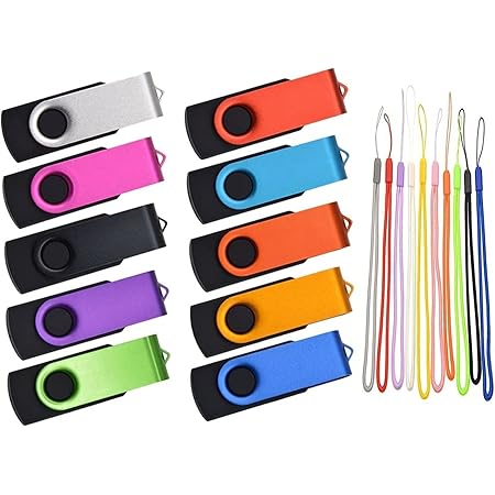 Amazon Com Flash Drive 64gb Pack Of 10 Thumb Drives Bulk Kepmem 64 Giga Usb Drives Value Metal Usb 2 0 Memory Sticks Swivel Pen Drive 64 Gb Portable Jump Drive Colorful Multipack Zip