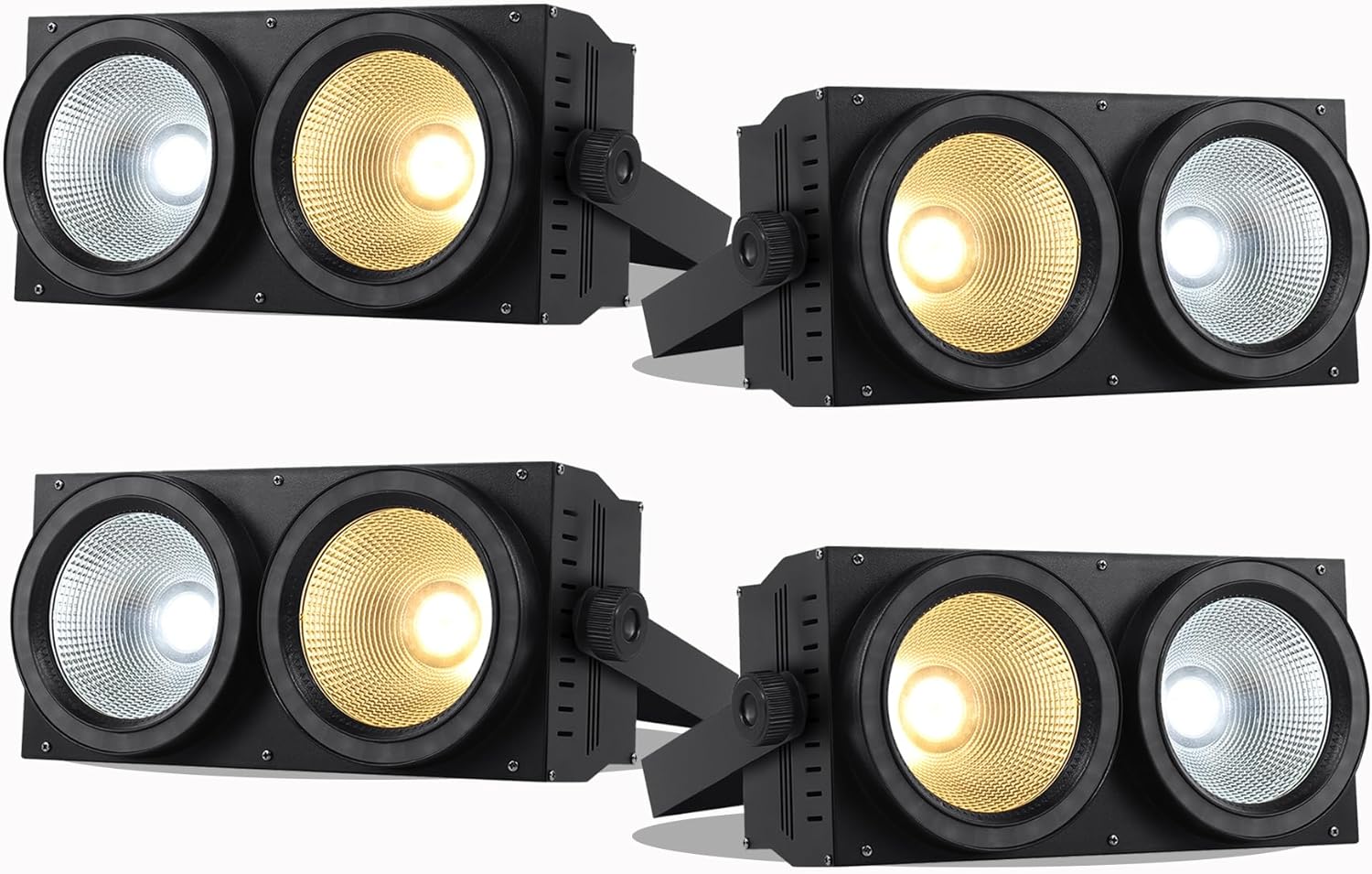 Ridgeyard 200W LED Blinder Stage Par Lights 3-in-1 Cool & Warm White & RGB Audience COB Light Spotlights with DMX Sound Activated Auto for DJ Theater Party Show Wedding - 4 Packs