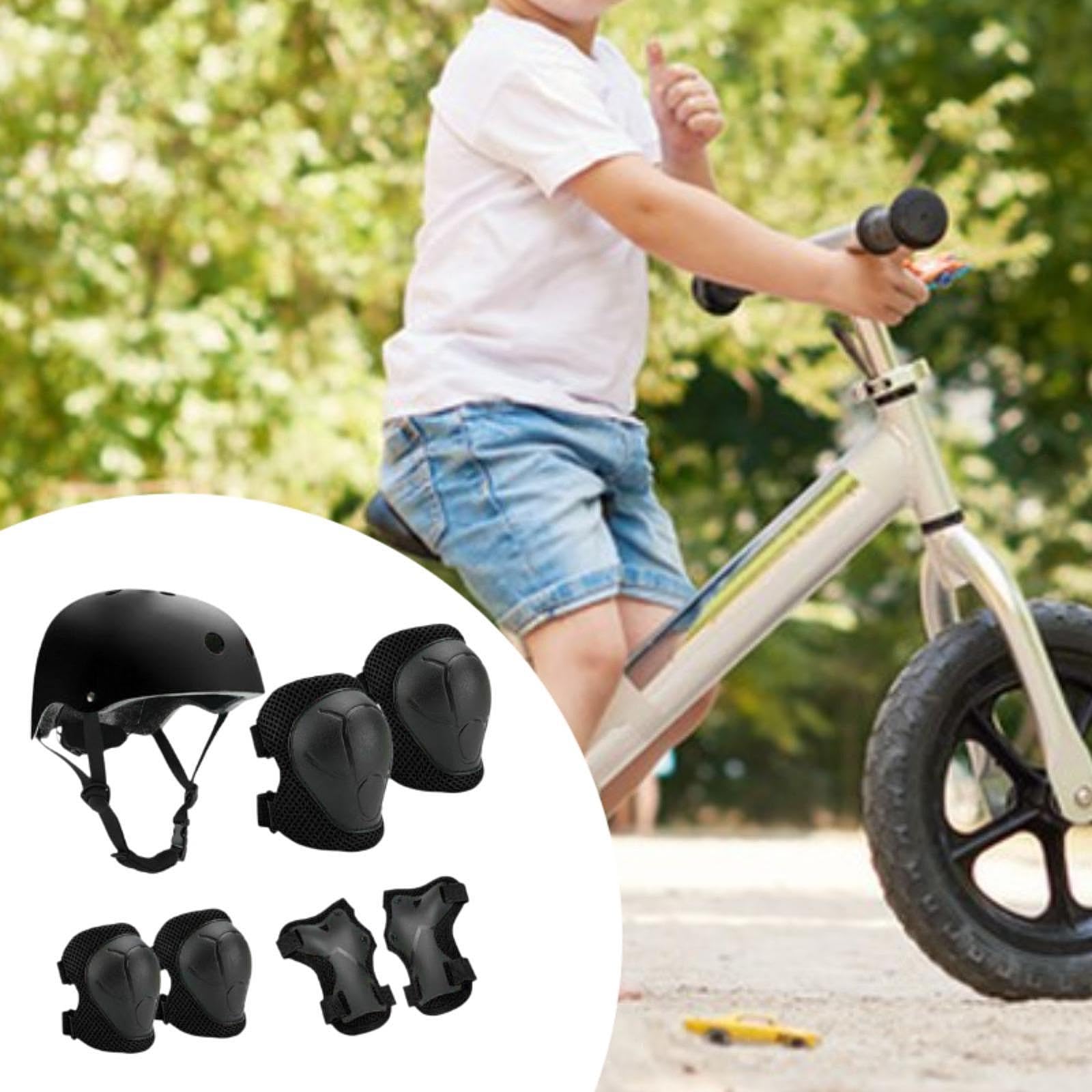 perfk 7pcs Kids Bike Caste Protection Gear Set Mand Pads Pads Poussions de Genou Poussions de Genou