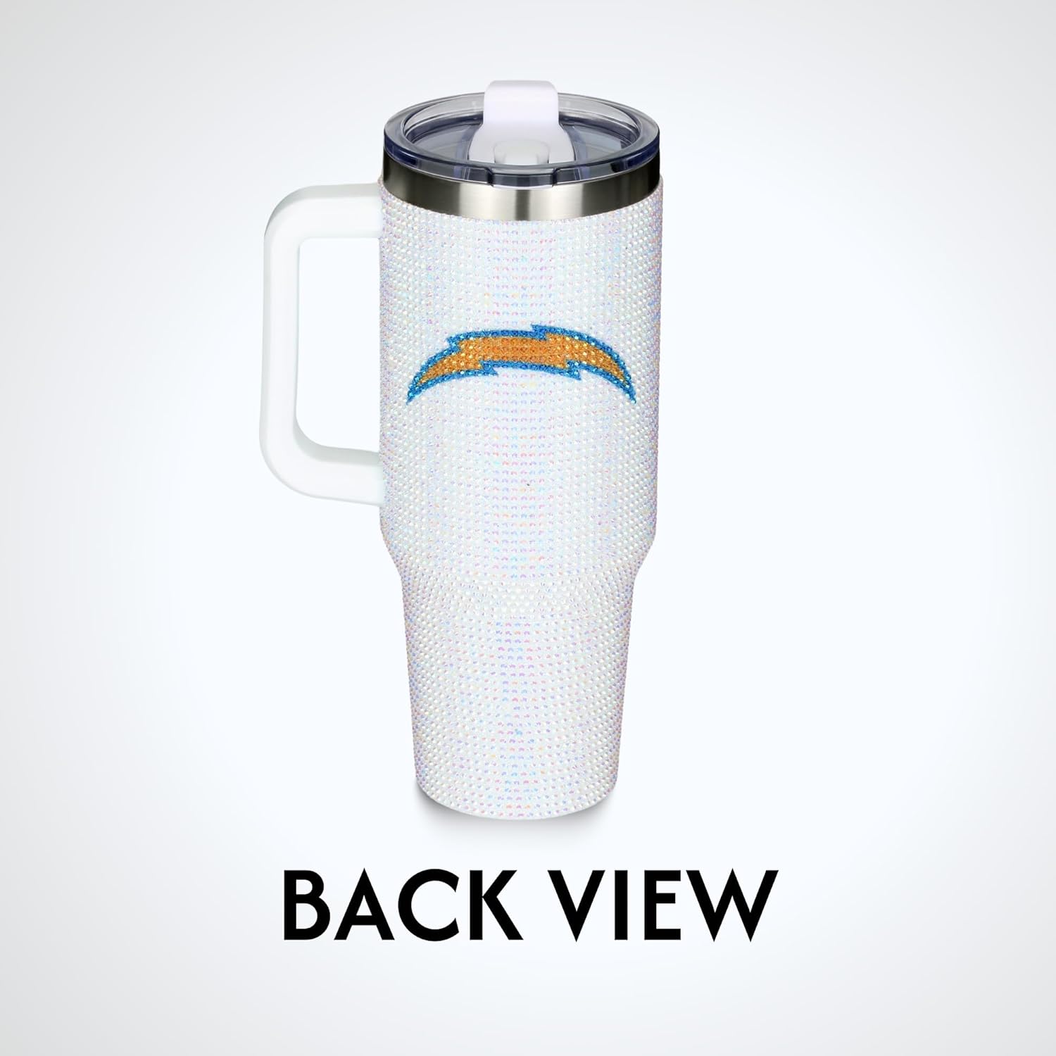 The Memory Company Officially Licensed NFL 40oz Stainless Steel Tumbler - Double Wall Insulated Travel Cup with Handle and Straw Lid - Crystal Rhinestone Design - Image 8