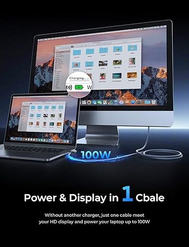 Miniatura 4 de AINOPE Cable USB C a USB C 100 W 6.6 pies, cable de datos USB C 3.2 de 10 Gbps, cargador tipo C de carga rápida, cable de monitor USB C con salida