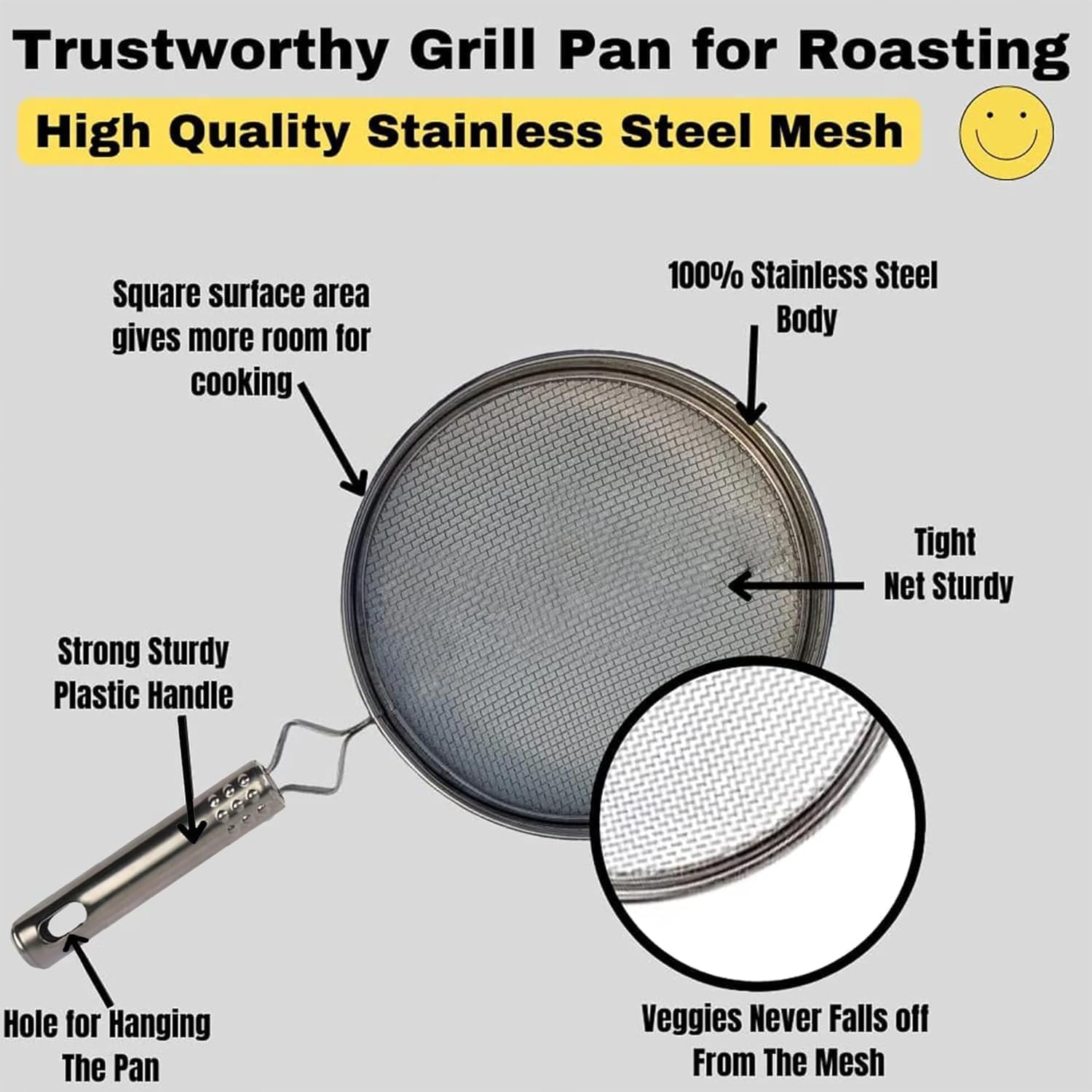 SMITH'S 2015 Phulka Grill Pan Roti Maker, Papad Maker, Grill Pan Non Stick, Cooking Pan Home Essential Items Pulka Grill For Home Gas Stove, SmithÂ’S® Black Matte Round (Grill - Pk 1) 2