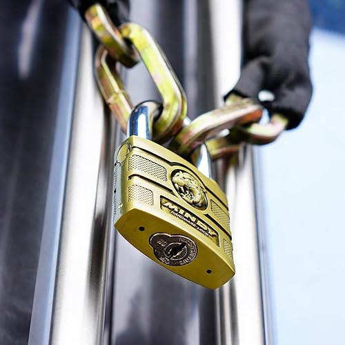 Miniatura 8 de Candado con llave resistente al agua de 2.362 in con acabado de latón de 4 teclas para vallas, puertas, cobertizos