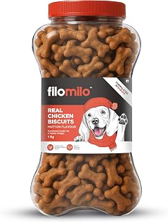 Filomilo Ayurvedic Dog Biscuits with Brahmi & Ashwagandha | Real Chicken in Mutton Flavour | Boosts Immunity & Brain Healt... Price In India