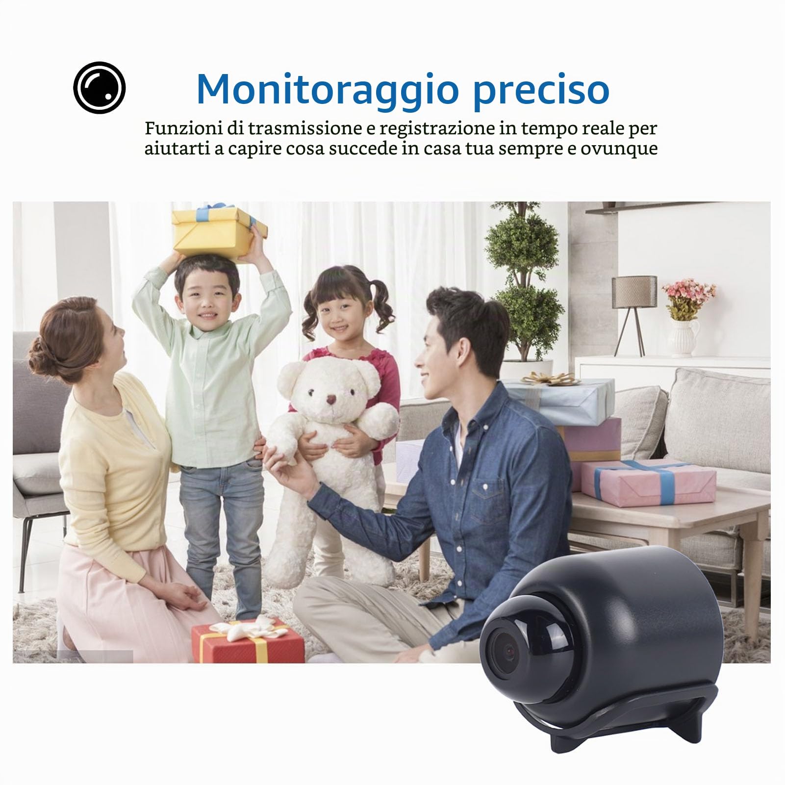 Mini Telecamera Wi-Fi per Visione Notturna Monitoraggio Remoto Telecamera di Sicurezza per Rilevamento Mobile per Interni Domestici