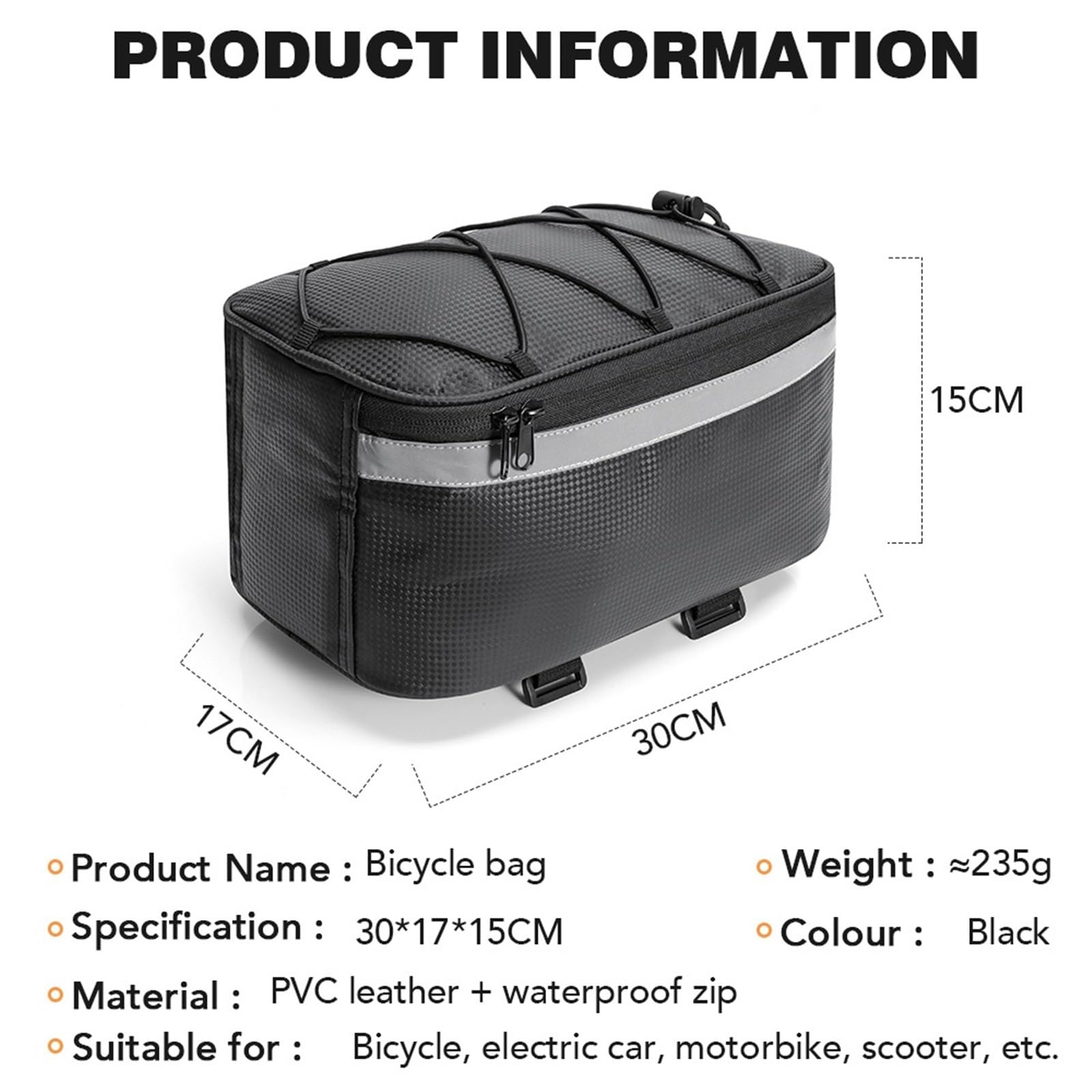 Fahrradtasche 8L Fahrrad-Rücksitztasche, Fahrradgepäckträgertasche, Kofferraumtasche, Fahrradsatteltaschen, große Kapazität, wasserdichte Reisetasche mit Regenschutz Fahrradtaschen für Gepäckträger