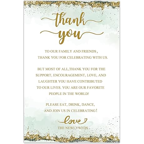 Elegant 50 Wedding Thank You Place Cards for Reception Decorations