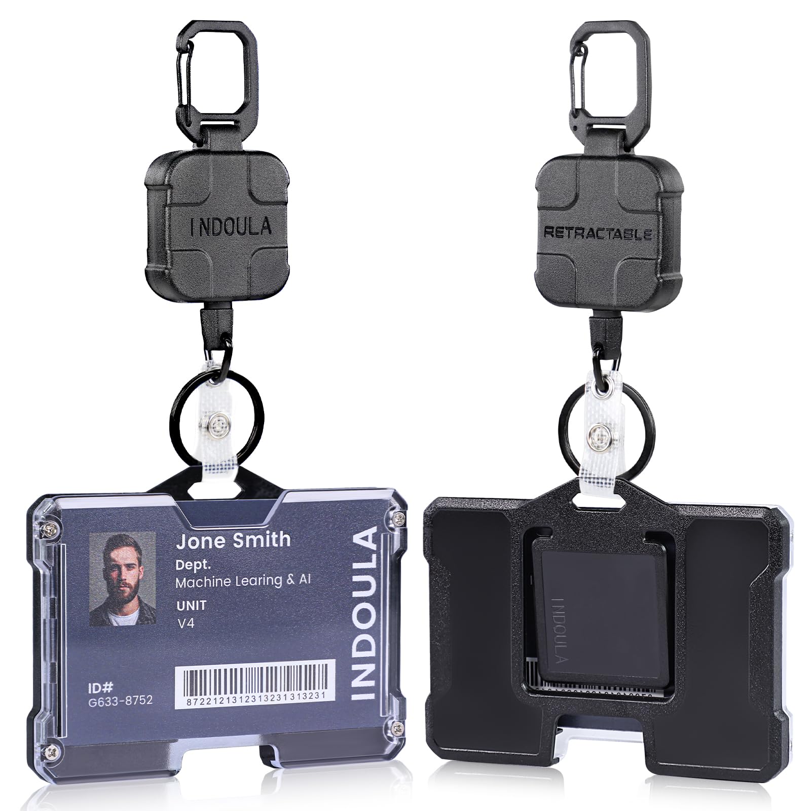 Large Horizontal Badge Holder Retractable Clip,Holds 1-4 Cards