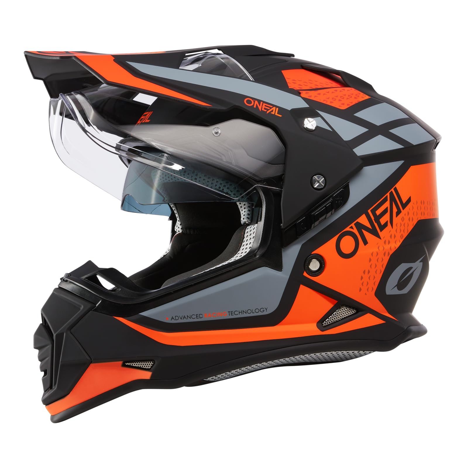 O'NEAL Motorcycle Helmet, Enduro Motorcycle, Ventilation Openings for Maximum Air Flow & Cooling, Integrated Sun Visor, Sierra Helmet R V.24, Adults, Black, Orange, Grey