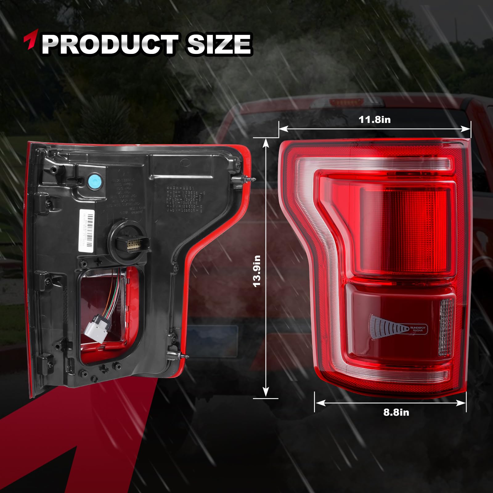 2015-2017 F150 LED Tail Light Assembly with Blind Spot Alert Monitor Compatible with Ford F-150 Raptor Lariat Limited Platinum King Ranch Replace for HL3Z13405D (Rear Left Driver Side)