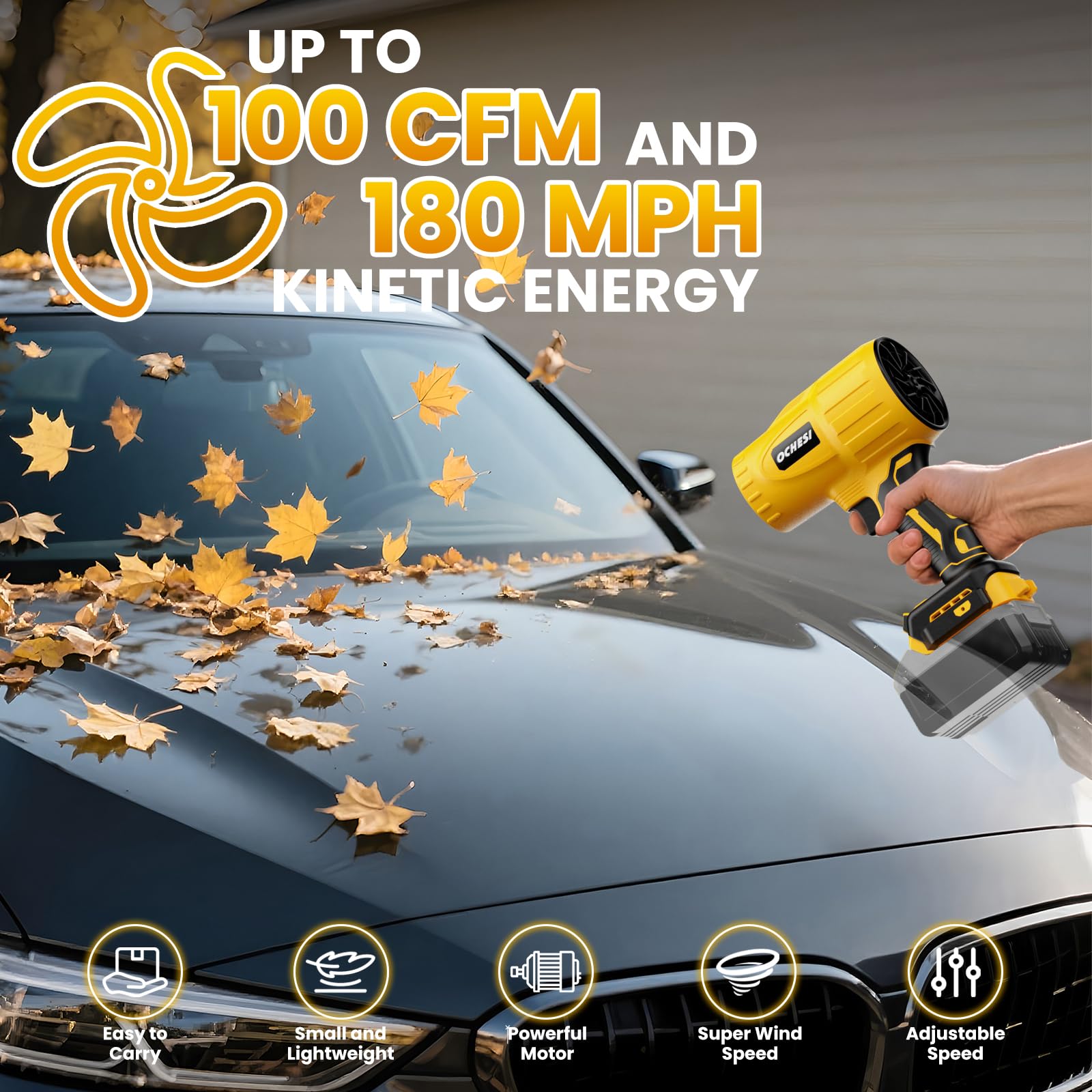 Soffiatore elettrico senza fili per DeWalt 20 V max batteria, motore brushless ad alta velocità, ventilatore a getto portatile per pulizia patio, cura del prato, soffiaggio foglie e polvere (senza