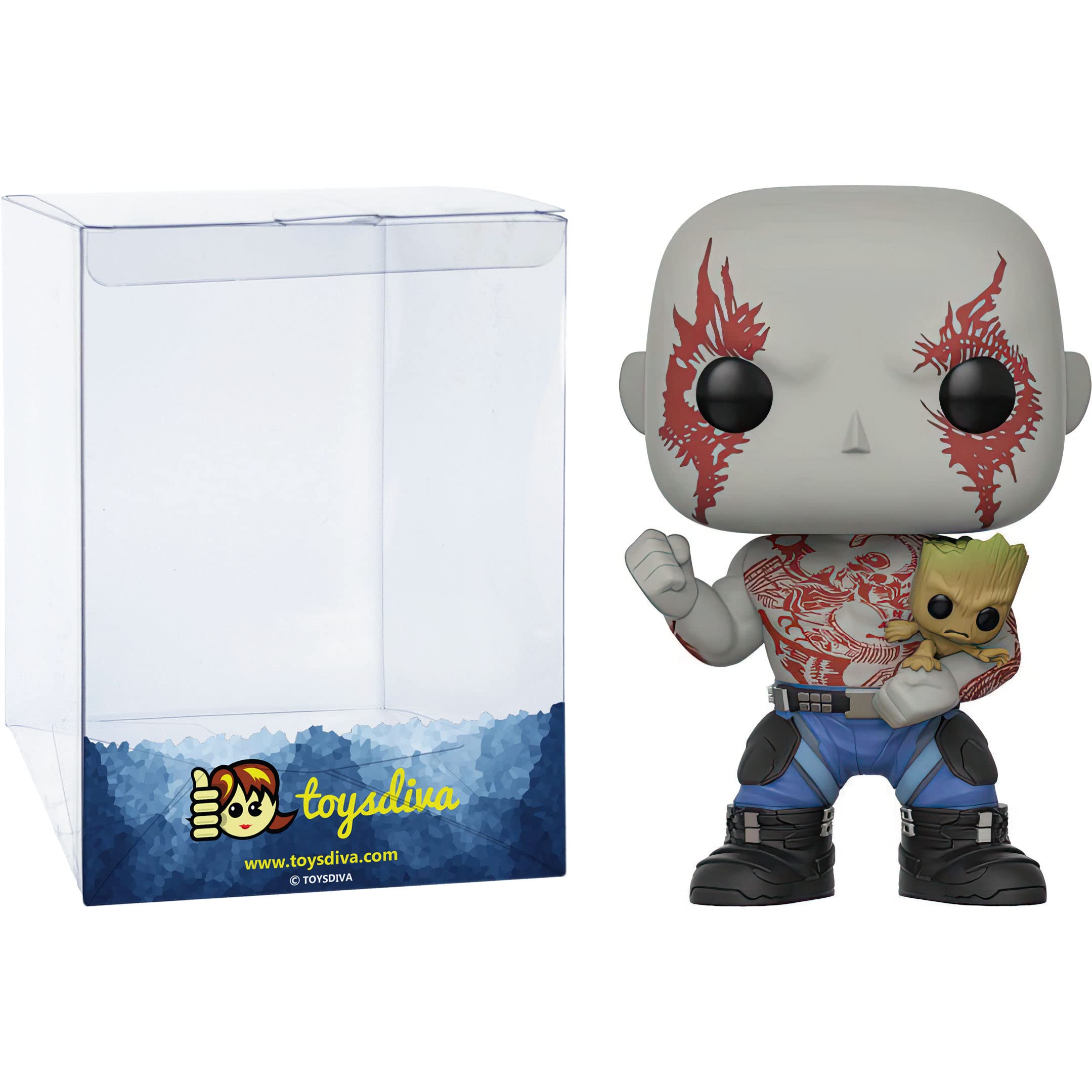 Funko D r a x w/G r o o t (f.y.e. Exc): P o p ! Vinyl Figurine Bundle with 1 Compatible 'ToysDiva' Graphic Protector (262-21464 - B)