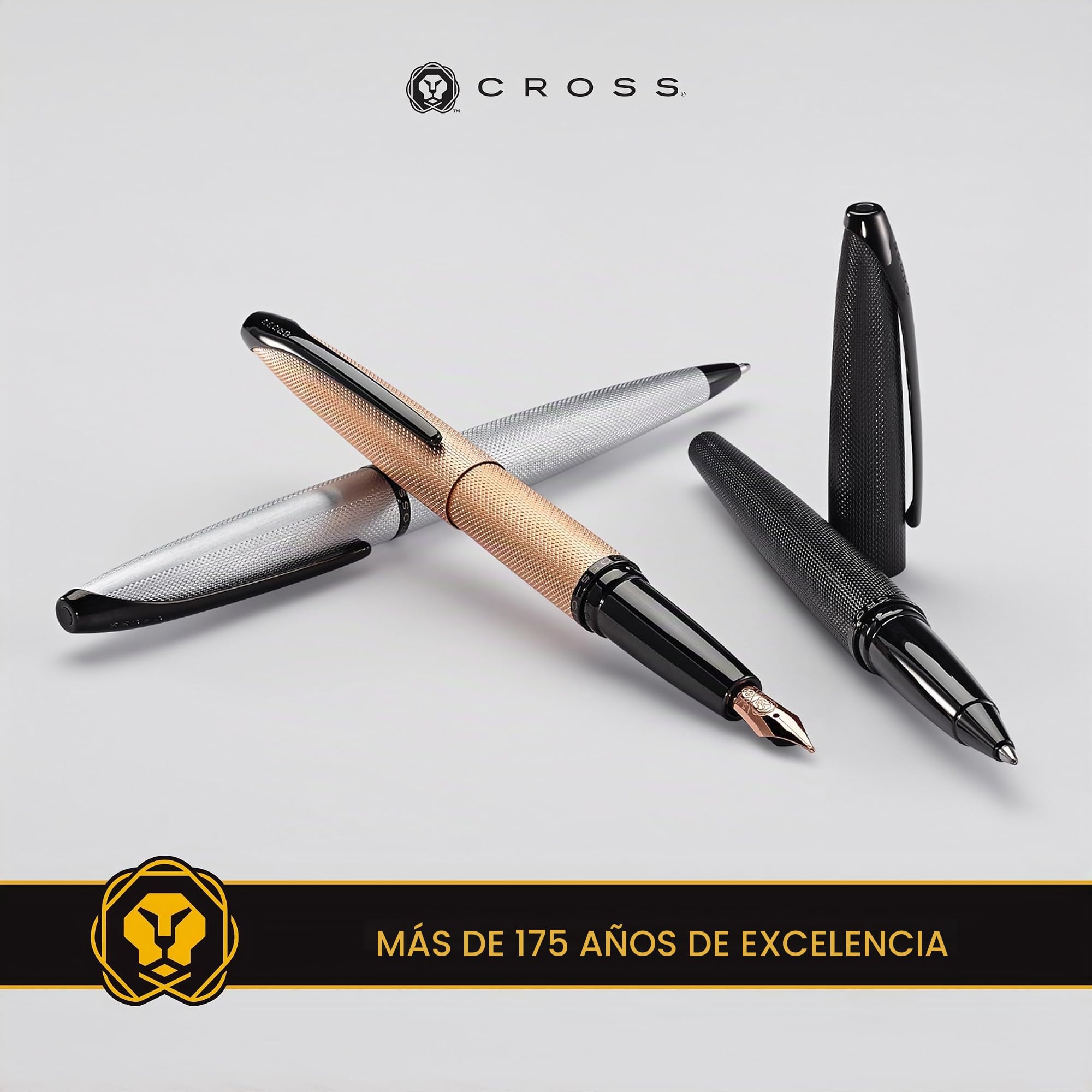Cross 886-46FJ Pluma Estilográfica ATX Plumín Punto Fino Cepillado con Grabado de Diamante y Detalles PVD, Gris Titanio