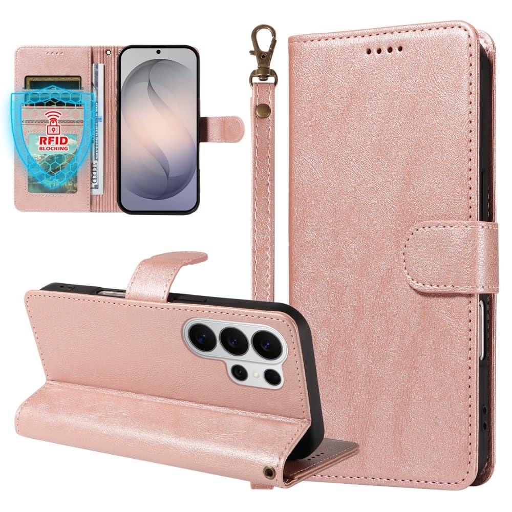 Generic Étui compatible avec Samsung Galaxy S8 (couleur : or rose) Étui portefeuille en cuir souple à rabat arrière