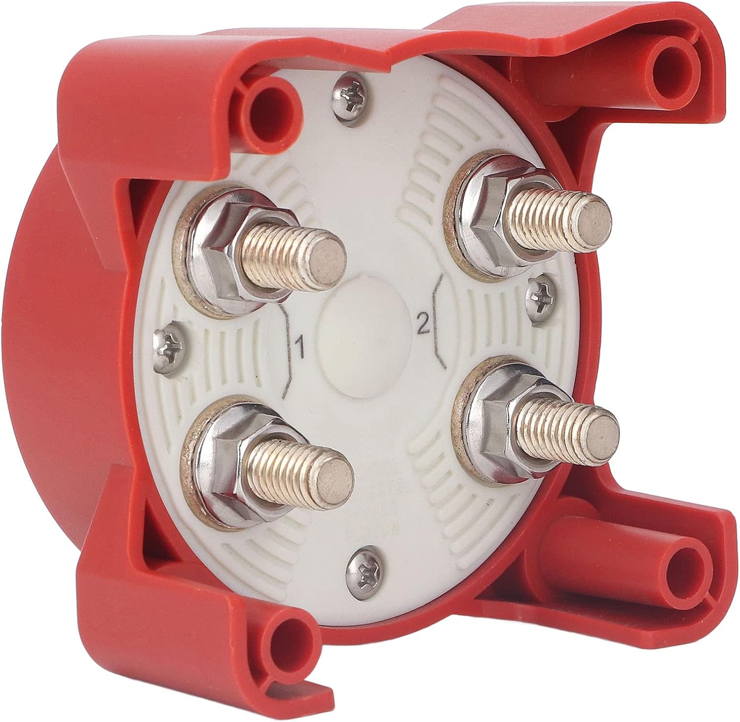 Marine Battery Switch, Boat Battery Switch ABS Red Copper RV Battery Disconnect Switch on Off 2 Positions 4 Studs for Yacht RV Car Boat