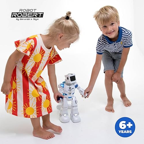 Miniatura 7 de GERARDO'S Robot parlante para niños, juguete robot para hablar, bailar, controlar a distancia para niños, incluye ojos iluminados y mochila,