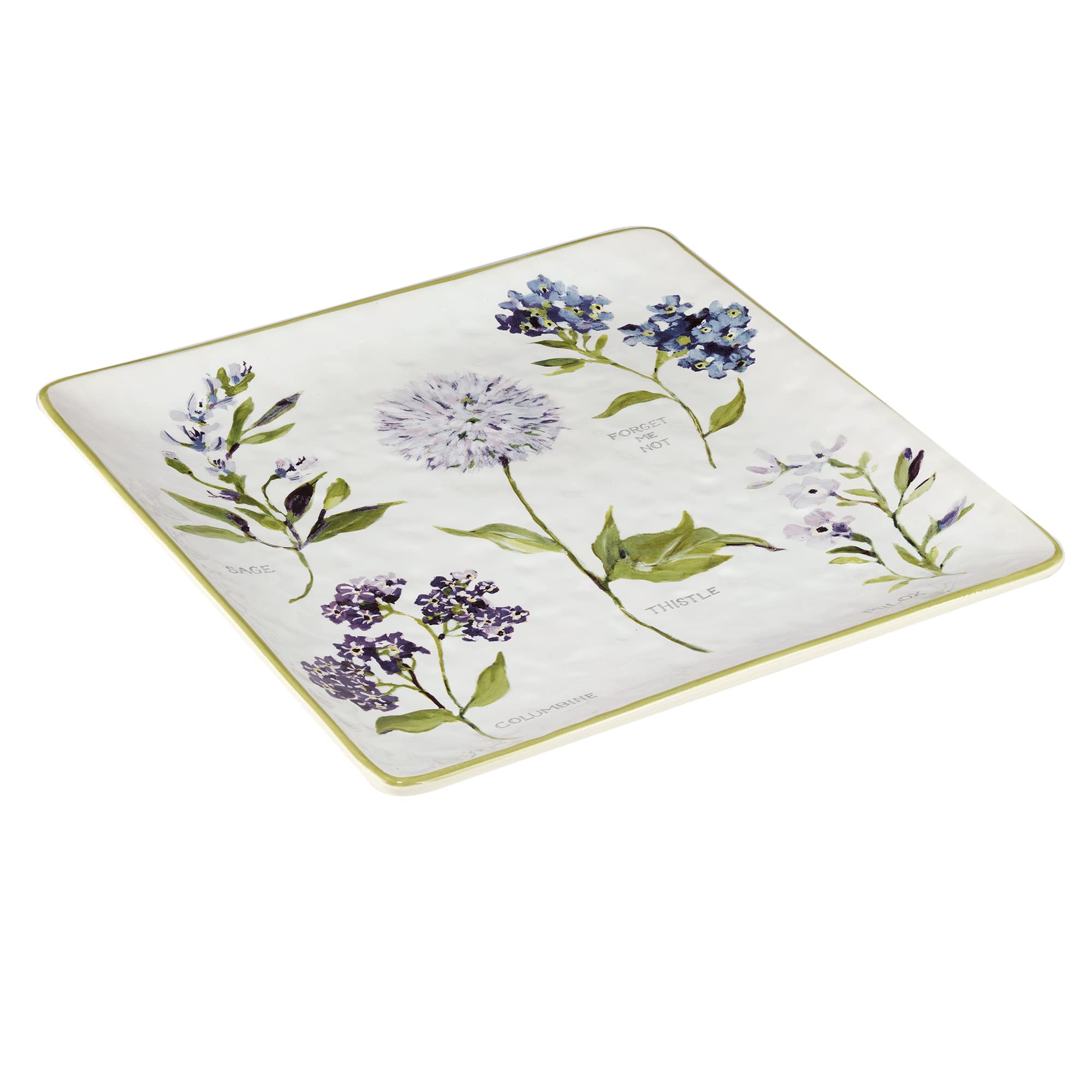 Certified International Fresh Herbs Square Platter, 12.5" x 12.5" x 1.25"