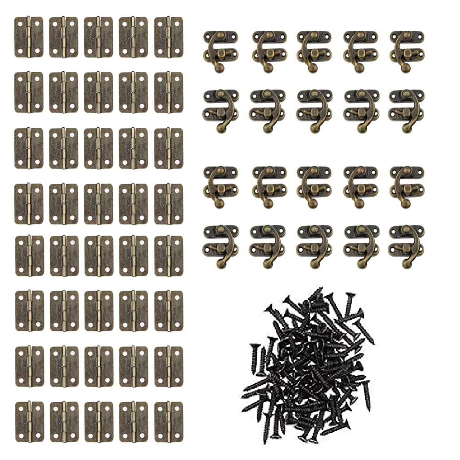 20 Pezzi Bronzo Hasp, Hasp Antico Legno, 40 Pezzi Cerniere Per Scatola, Con Viti, Per Artigianato Retrò, Come Scatole Retrò In Legno, Scatole Regalo, Scatole Per Vino, Cassette Per Attrezzi